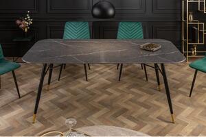 Massive home | Skleněný jídelní stůl, mramorový dekor černý Gabon MH408460