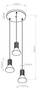 Sollux SL.1875 - Luster na lanku ESTRIA 3xE14/10W/230V pr. 30 cm modrá