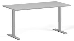 Výškovo nastaviteľný stôl, 160x80 cm, 2 motory, sivá podnož, sivá