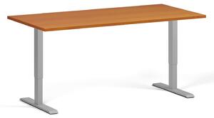 Výškovo nastaviteľný stôl, 160x80 cm, 2 motory, sivá podnož, čerešňa
