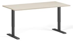 Výškovo nastaviteľný stôl, 160x80 cm, 1 motor, čierna podnož, breza