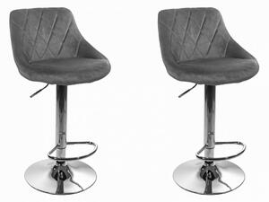 Barové stoličky KAST 2ks - šedý zamat