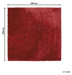 Koberec shaggy červený zmes bavlny a polyesteru 200 x 200 cm huňatý s hustým vláknom