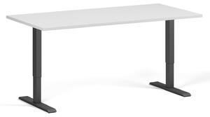 Výškovo nastaviteľný stôl, 160x80 cm, 1 motor, čierna podnož, biela