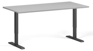 Výškovo nastaviteľný stôl, 160x80 cm, 1 motor, čierna podnož, sivá