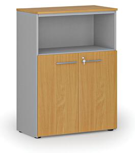 Kombinovaná kancelárska skriňa PRIMO GRAY, 1087 x 800 x 420 mm, sivá/buk