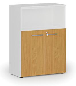 Kombinovaná kancelárska skriňa PRIMO WHITE, 1087 x 800 x 420 mm, biela/buk