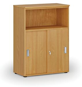 Kombinovaná kancelárska skriňa so zásuvnými dverami PRIMO WOOD, 1087 x 800 x 420 mm, buk