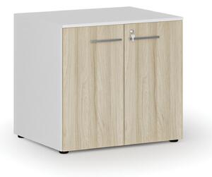Kancelárska skriňa s dverami PRIMO WHITE, 800 x 640 x 735 mm, biela/dub prírodná