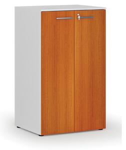Kancelárska skriňa s dverami PRIMO WHITE, 3 police, 800 x 640 x 1335 mm, biela/čerešňa