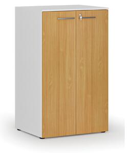 Kancelárska skriňa s dverami PRIMO WHITE, 3 police, 800 x 640 x 1335 mm, biela/buk