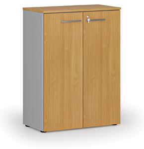 Kancelárska skriňa s dverami PRIMO GRAY, 800 x 420 x 1087 mm, sivá/buk