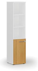 Kombinovaná kancelárska skriňa PRIMO WHITE, dvere na 2 poschodia, 1781 x 400 x 420 mm, biela/buk