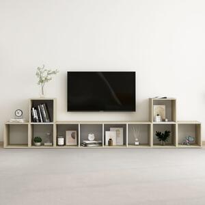 5-dielna súprava TV skriniek biela a dub sonoma drevotrieska