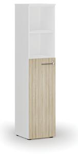 Kombinovaná kancelárska skriňa PRIMO WHITE, dvere na 3 poschodia, 400 x 420 x 1781 mm, biela/dub prírodná