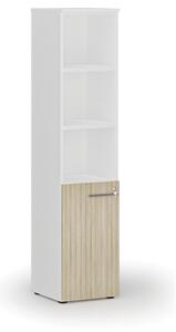 Kombinovaná kancelárska skriňa PRIMO WHITE, dvere na 2 poschodia, 1781 x 400 x 420 mm, biela/dub prírodná