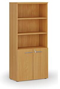 Kombinovaná kancelárska skriňa PRIMO WOOD, dvere na 2 poschodia, 1781 x 800 x 420 mm, buk