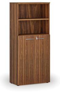Kombinovaná kancelárska skriňa PRIMO WOOD, dvere na 3 poschodia, 1781 x 800 x 420 mm, orech