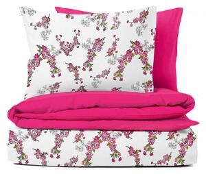 Ervi Bavlnené obliečky DUO - Očarujúce kvietky/fuchsia