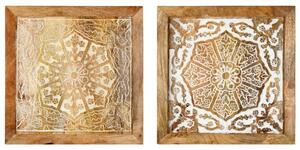 Ručne vyrezávané nástenné panely 2 ks masívne mangové drevo 40x40x1,5 cm