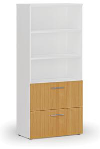 Skriňa so zásuvkami pre závesné zložky PRIMO WHITE, 1781 x 800 x 420 mm, biela/buk