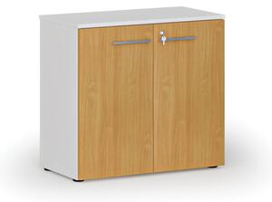 Kancelárska skriňa s dverami PRIMO WHITE, 740 x 800 x 420 mm, biela/buk