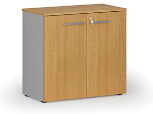 Kancelárska skriňa s dverami PRIMO GRAY, 740 x 800 x 420 mm, sivá/buk