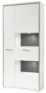 KOMBINÁCIA VITRÍN, sivá, strieborná, biela, biela s vysokým leskom, 94/201/38 cm Livetastic - Sklenené vitríny, Online Only