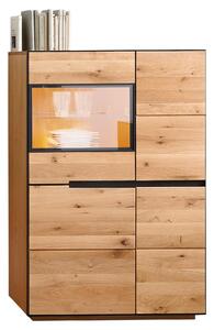 VYSOKÁ KOMODA, divoký dub, antracitová, farba duba, 89/136/38 cm Linea Natura - Obývacie zostavy