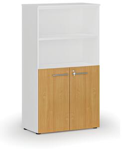 Kombinovaná kancelárska skriňa PRIMO WHITE, dvere na 2 poschodia, 800 x 420 x 1434 mm, biela/buk