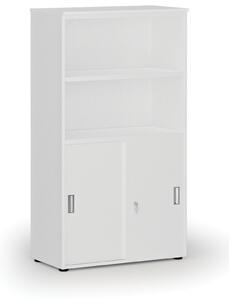 Kombinovaná kancelárska skriňa PRIMO WHITE, zasúvacie dvere na 2 poschodia, 1434 x 800 x 420 mm, biela