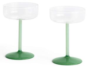HAY Poháre na šampanské Tint 2 ks, clear, jade light green and jade dark green