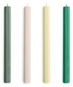 HAY Sviečky Hexagon Candle set 4ks, greens and whites