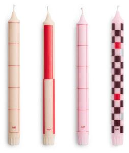 HAY Sviečky Pattern Candle set 4ks, reds and bordeaux