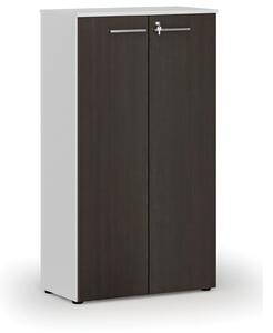 Kancelárska skriňa s dverami PRIMO WHITE, 800 x 420 x 1434 mm, biela/wenge