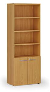Kombinovaná kancelárska skriňa PRIMO WOOD, dvere na 2 poschodia, 800 x 420 x 2128 mm, buk