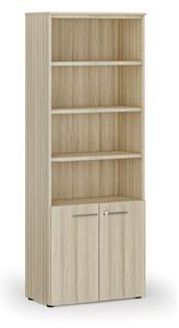 Kombinovaná kancelárska skriňa PRIMO WOOD, dvere na 2 poschodia, 2128 x 800 x 420 mm, dub prírodný