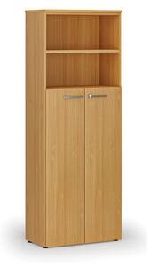 Kombinovaná kancelárska skriňa PRIMO WOOD, dvere na 4 poschodia, 2128 x 800 x 420 mm, buk