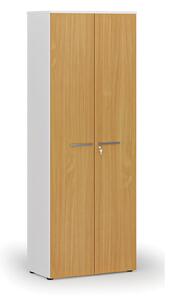 Kancelárska skriňa s dverami PRIMO WHITE, 2128 x 800 x 420 mm, biela/buk