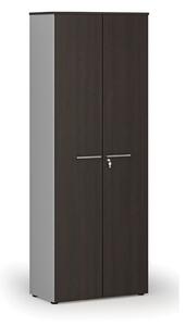 Kancelárska skriňa s dverami PRIMO GRAY, 2128 x 800 x 420 mm, sivá/wenge