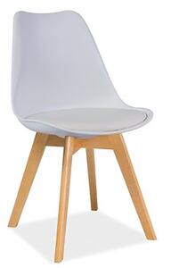 Jedálenská stolička: KRIS BUK - drevo buk/ ekokoža biela