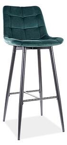 Barová stolička: SIGNAL CHIC H-1 VELVET - kov čierny/ zelená Bluvel 78