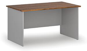 Kancelársky písací stôl rovný PRIMO GRAY, 1400 x 800 mm, sivá/orech