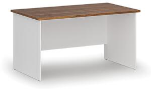 Kancelársky písací stôl rovný PRIMO WHITE, 1400 x 800 mm, biela/orech