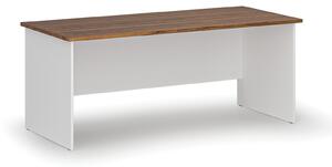 Kancelársky písací stôl rovný PRIMO WHITE, 1800 x 800 mm, biela/orech