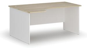 Kancelársky rohový pracovný stôl PRIMO WHITE, 1600 x 1200 mm, ľavý, biela/dub prírodný