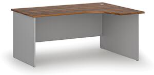 Kancelársky rohový pracovný stôl PRIMO GRAY, 1600 x 1200 mm, pravý, sivá/orech