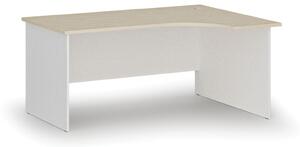 Kancelársky rohový pracovný stôl PRIMO WHITE, 1600 x 1200 mm, pravý, biela/dub prírodný