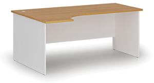 Kancelársky rohový pracovný stôl PRIMO WHITE, 1800 x 1200 mm, ľavý, biela/buk