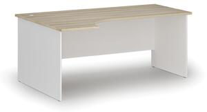 Kancelársky rohový pracovný stôl PRIMO WHITE, 1800 x 1200 mm, ľavý, biela/dub prírodný